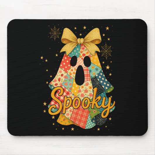 Tapis De Souris Hugvyn Halloween Patchwork Éffrayant Ghost Bow Pre (Devant)