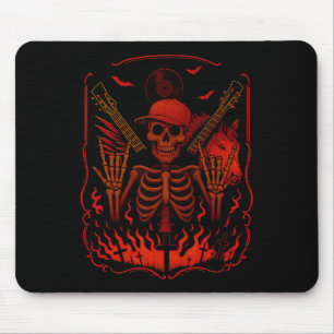 Tapis De Souris Hugvyn Halloween Skeleton Rock mains Rocker Mens B