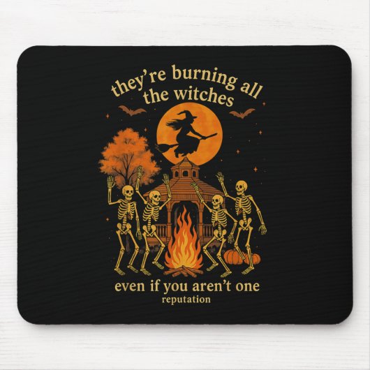 Tapis De Souris Hugvyn Ils brûlent Toutes Les Sorcières Squelette (Devant)