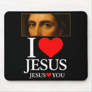 Tapis De Souris Hugvyn J'aime Jésus Je Cœur Jésus Foi Américaine C