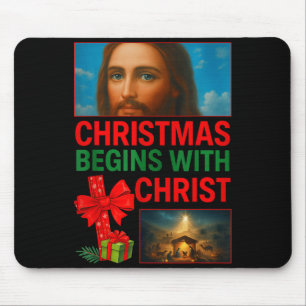 Tapis De Souris Hugvyn Noël Commence Avec La Croix Du Christ Jésus