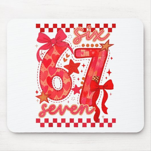 Tapis De Souris Hugvyn Six Seven Valentine 6 7 Meme Checkered Coqu (Devant)