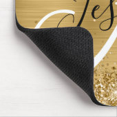 Tapis De Souris Huile d'or Glitter Monogramme noir et blanc (Coin)