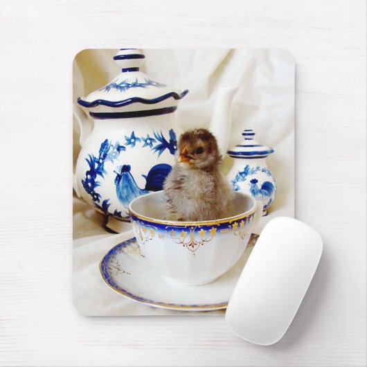 Tapis De Souris Huile Paint Effet Chick et Tea Cup en Studio (Avec souris)