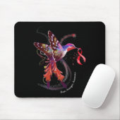 Tapis De Souris Hummingbird Holding Burgundy Ribbon Brain Aneurysm (Avec souris)
