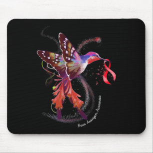 Tapis De Souris Hummingbird Holding Burgundy Ribbon Cerveau Aneury