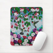 Tapis De Souris Hummingbirds à Fuchsia Flower Garden (Avec souris)
