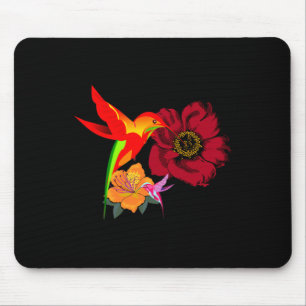 Tapis De Souris Hummingbirds se nourrit d'art graphique aux fleurs