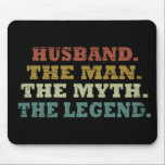 Tapis De Souris husband the man myth legend<br><div class="desc">This original husband the man the myth the legend graphic design with awesome typography font lettering is a great birthday and Fathers day gift idea for all appreciated, special, brave, wonderful, and one-of-a-kind fathers, husbands, and dads! The best amazing and funny holiday present for your awesome dad. This design is...</div>