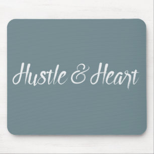 Tapis De Souris Hustle blanc et typographie du coeur