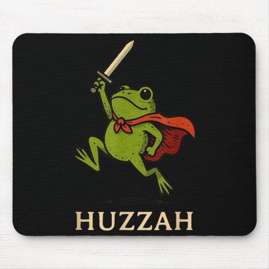 Tapis De Souris Huzzah Frog Knight Funny Sword Meme Quote (Devant)