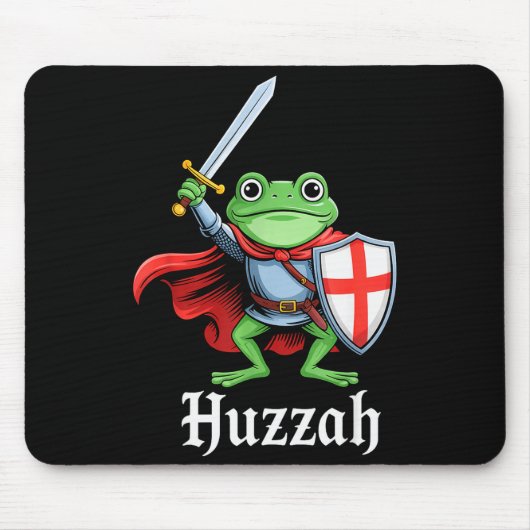 Tapis De Souris Huzzah Frog Knight Funny Sword Meme Quote Medieval (Devant)