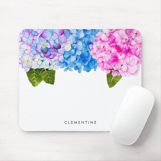 Tapis De Souris Hydrangea| Ajouter un nom (Avec souris)