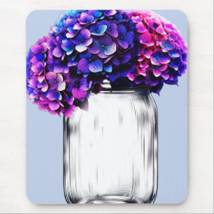Tapis De Souris Hydrangea Florale Rose Bleu Violet Vibrant