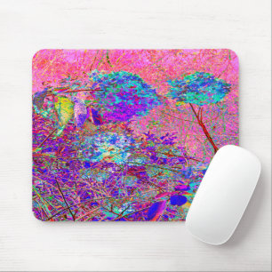 Tapis De Souris Hydrangée Abstraite violette et bleue avec Magenta