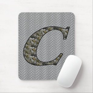 Tapis De Souris Hydrangée C initiale monogramme Mousepad floral
