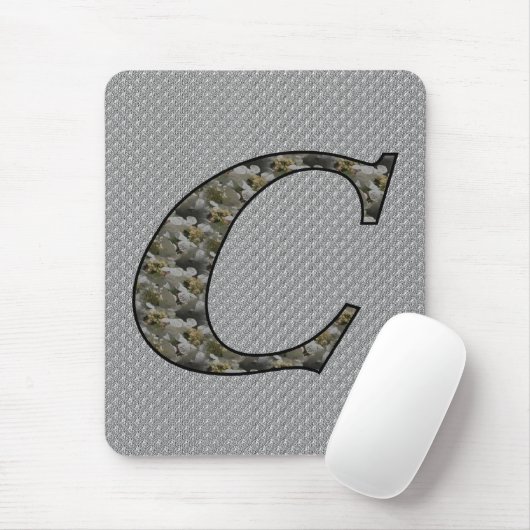 Tapis De Souris Hydrangée C initiale monogramme Mousepad floral (Avec souris)