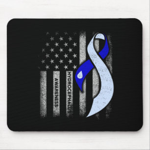 Tapis De Souris Hydrocéphalie Survivor USA Drapeau Guerrier de sen