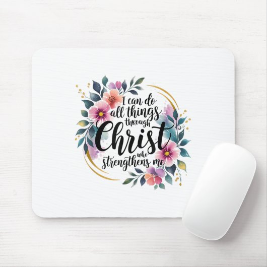 Tapis De Souris I Can Do All Things Through Christ  (Avec souris)