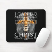 Tapis De Souris I Can Do All Things Through Christ Christian Lion (Avec souris)