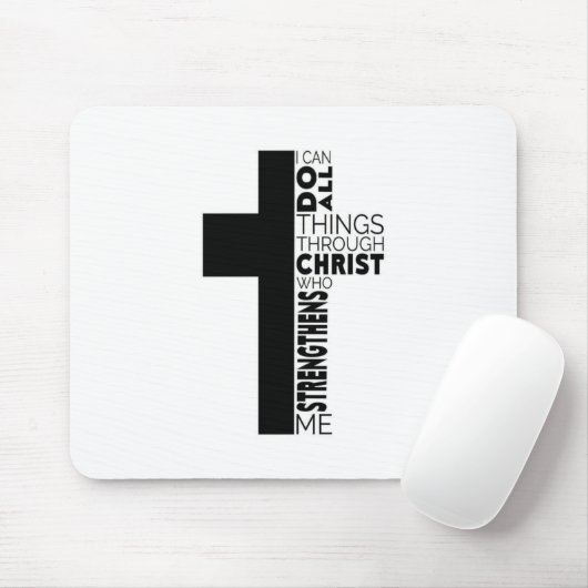 Tapis De Souris "I Can Do All Things Through Christ" Cross  (Avec souris)