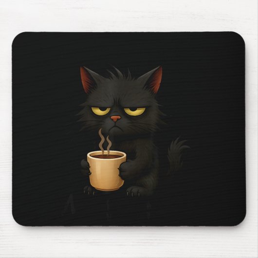 Tapis De Souris I Don't Do Mornings Funny Quote Black Cat Lover Gi (Devant)