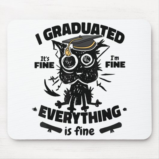 Tapis De Souris I Graduate Class Funny Black Cat Graduation (Devant)
