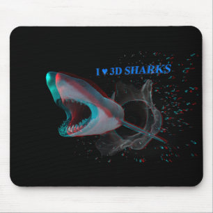 Tapis De Souris I Heart 3D Sharks