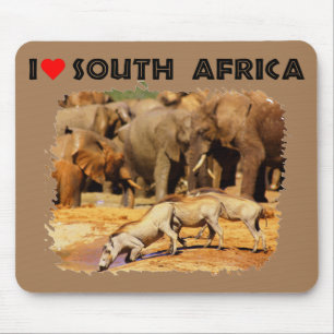 Tapis De Souris I Heart Afrique du Sud phacochères et éléphants