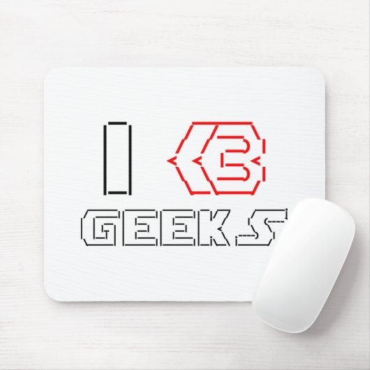 Tapis De Souris I Heart Geek ASCII ART (Avec souris)
