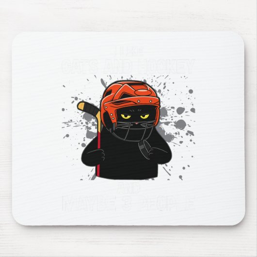 Tapis De Souris I Like Cats And Hockey And Maybe 3 People Funny Ca (Devant)