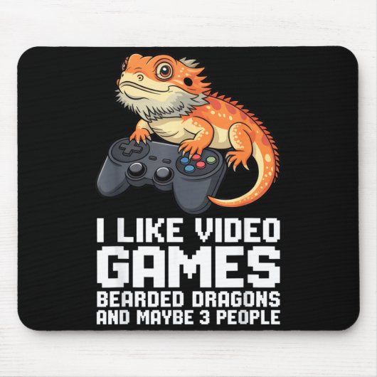 Tapis De Souris I Like Video Games Bearded Dragon Gamer Introvert  (Devant)