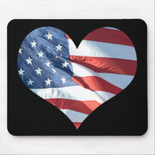 Tapis De Souris I Love America - Coeur en forme de drapeau améric