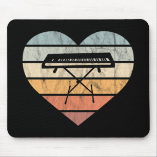Tapis De Souris I Love Clavier et Synthie Retro Heart