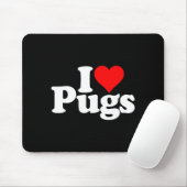 Tapis De Souris I Love Heart Pugs Pug Dog Canine  (Avec souris)