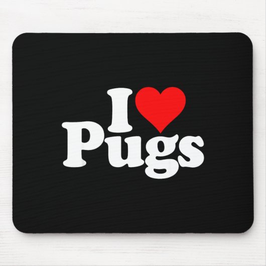 Tapis De Souris I Love Heart Pugs Pug Dog Canine  (Devant)