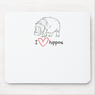 Tapis De Souris I Love Hippopotame - Sticker Wild Life S