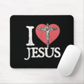 Tapis De Souris I Love Jesus Retro Christian Religious For Men Wom (Avec souris)