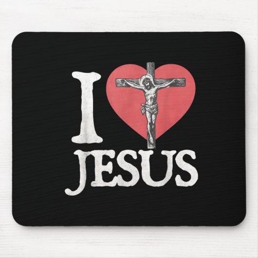 Tapis De Souris I Love Jesus Retro Christian Religious For Men Wom (Devant)