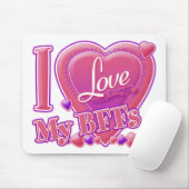 Tapis De Souris I Love My BFFs rose/violet - coeurs (Avec souris)