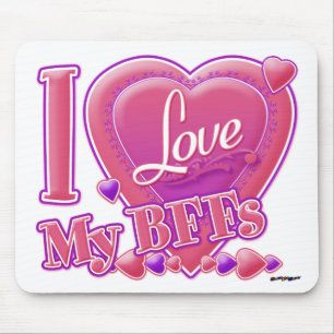 Tapis De Souris I Love My BFFs rose/violet - coeurs