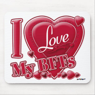 Tapis De Souris I Love My BFFs rouge - coeur