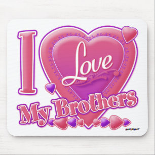 Tapis De Souris I Love My Brothers rose/violet - coeur