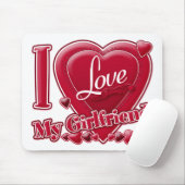 Tapis De Souris I Love My Girlfriend rouge - coeur (Avec souris)