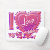 Tapis De Souris I Love My Grandchildren rose/violet - coeur (Avec souris)