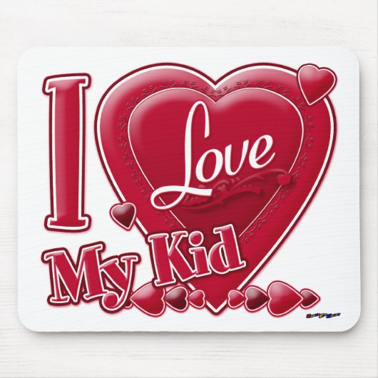 Tapis De Souris I Love My Kid rouge - coeur (Devant)