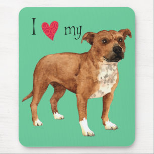 Tapis De Souris I Love my Staffordshire Bull Terrier