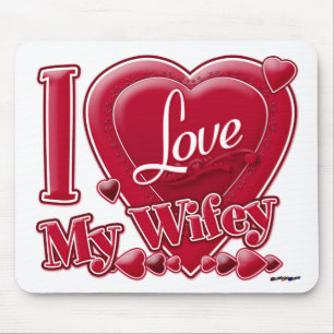 Tapis De Souris I Love My Wifey rouge - coeur