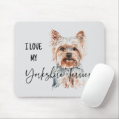 Tapis De Souris I Love My Yorkshire Terrier Watercolo Mousepad (Avec souris)