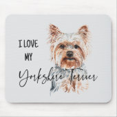 Tapis De Souris I Love My Yorkshire Terrier Watercolo Mousepad (Devant)